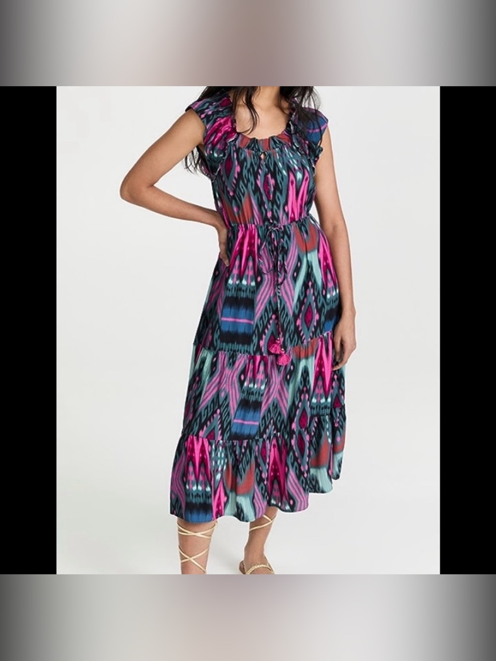Figue Gianna Boho Ikat Sleeveless Midi Dress Medium